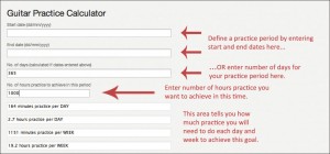 Guitar practice calculator help