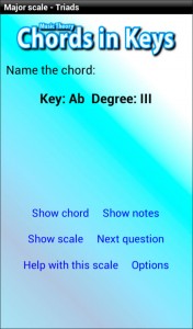 Music theory android app - chords in keys - major scale