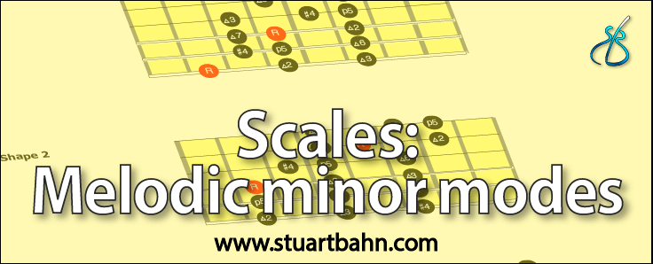 Guitar scales melodic minor modes